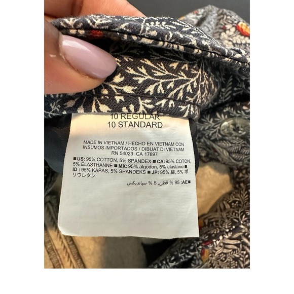 Old Navy Blue White Floral Print Mid-Rise Pixie Skinny‎ Ankle Pants Size 10 - Picture 2 of 12